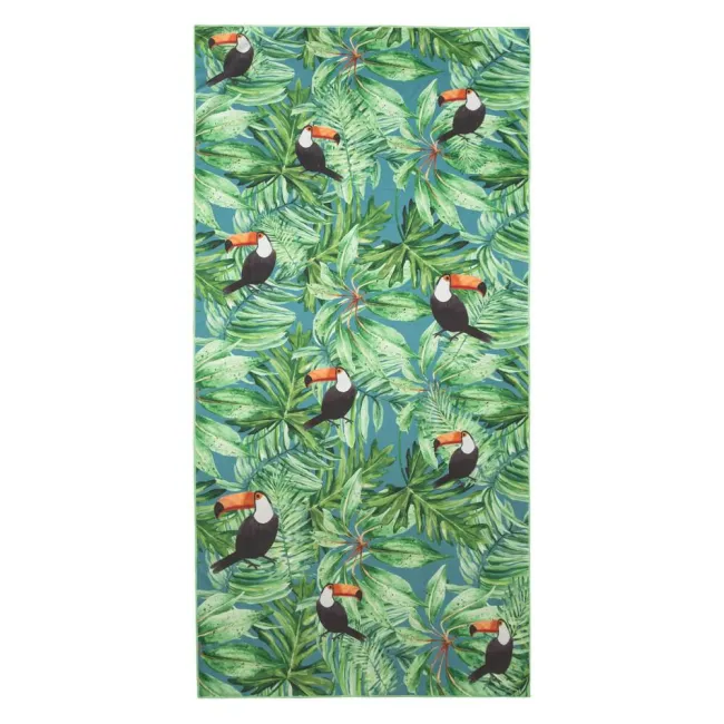 Ręcznik plażowy 80x160 Tropical Tukany liście zielony Eurofirany