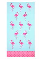 Ręcznik plażowy 72x146 duży Monica 01 Flamingi błękitny różowy mikrofibra 270g/m2 kąpielowy