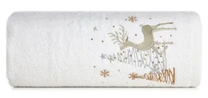 Ręcznik Santa 70x140 biały złoty renifery świąteczny 20 450 g/m2 Eurofirany