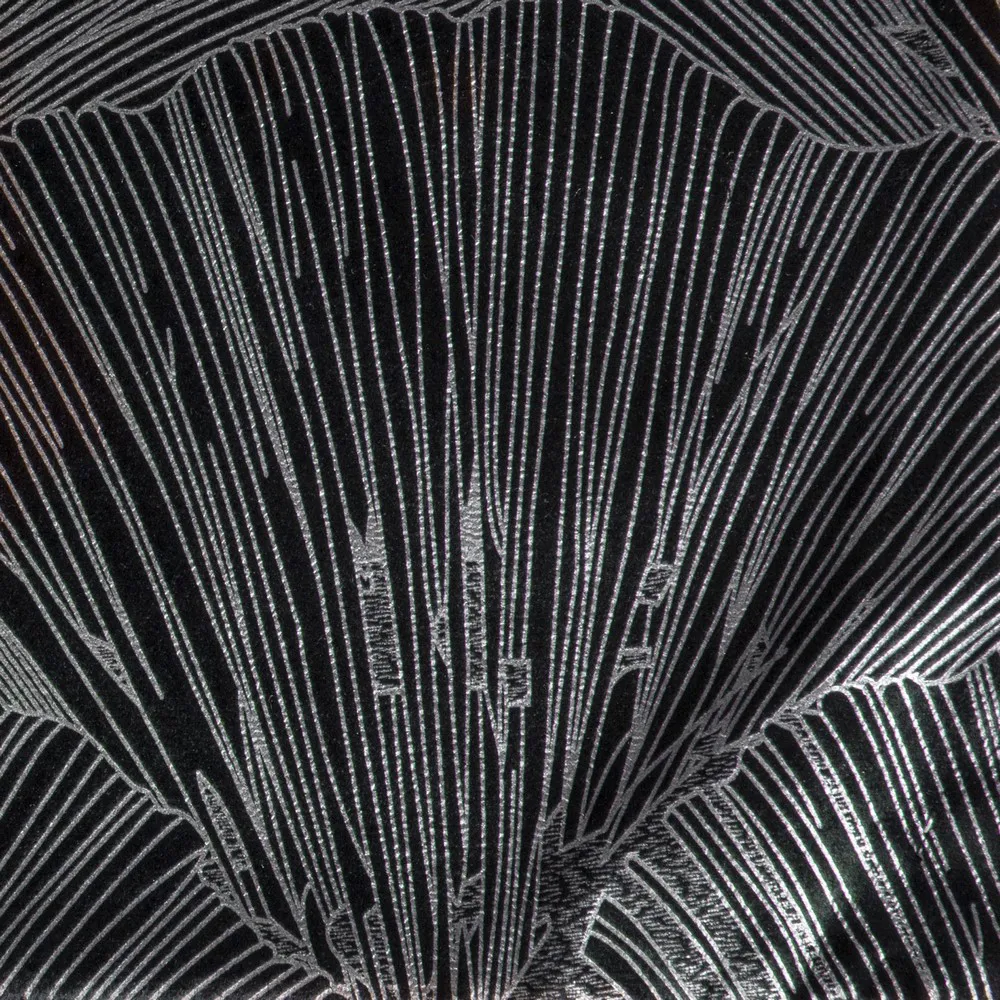 Obrus 40x140 Goja czarny bieżnik liście miłorzębu Pierre Cardin z błyszczącym nadrukiem welwetowy Eurofirany