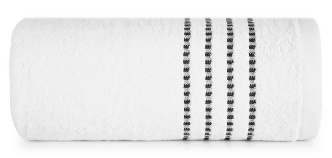 Ręcznik 70x140 Fiore biały 500g/m2 frotte Eurofirany ozdobiony bordiurą w postaci cienkich paseczków