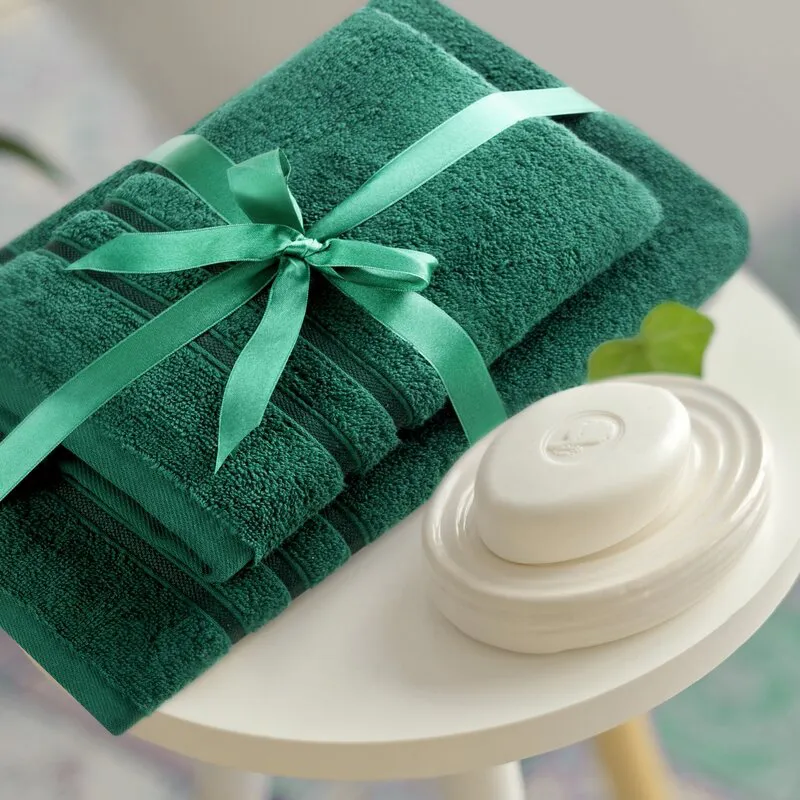 Komplet ręczników 2 szt Loca zielony      ciemny upominkowy frotte 480g/m2 Eurofirany