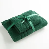 Komplet ręczników 2 szt Loca zielony ciemny upominkowy frotte 480g/m2 Eurofirany