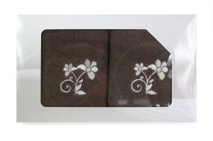 Komplet ręczników w pudełku 2 szt VIVA brązowy wzór nr 3