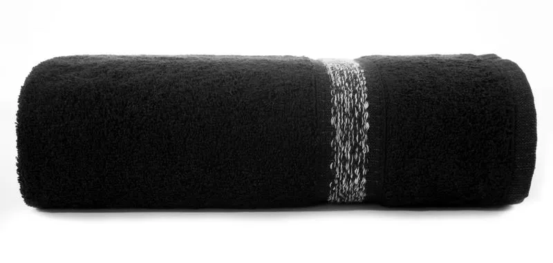 Ręcznik 70x140 Altea czarny z ozdobną bordiurą z melanżowym pasem frotte 500 g/m2 Eurofirany