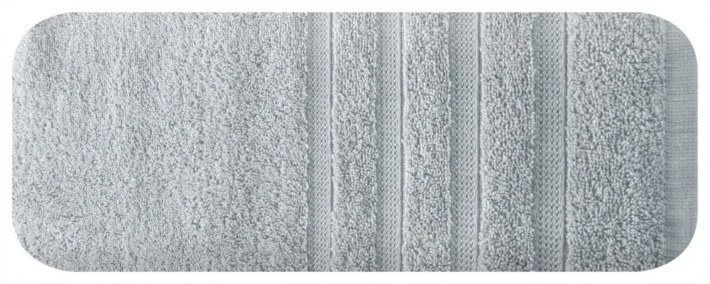 Ręcznik Jade 50x90 srebrny frotte 500g/m2 bawełniany bordiura w delikatne pasy Eurofirany