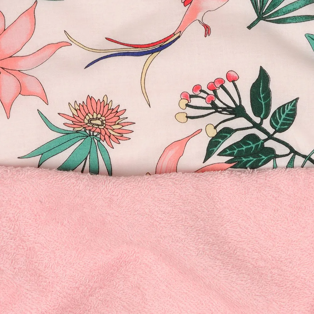 Kąpielowe okrycie niemowlęce 100x100 różowe koliberki ręcznik z kapturkiem Maxi Print