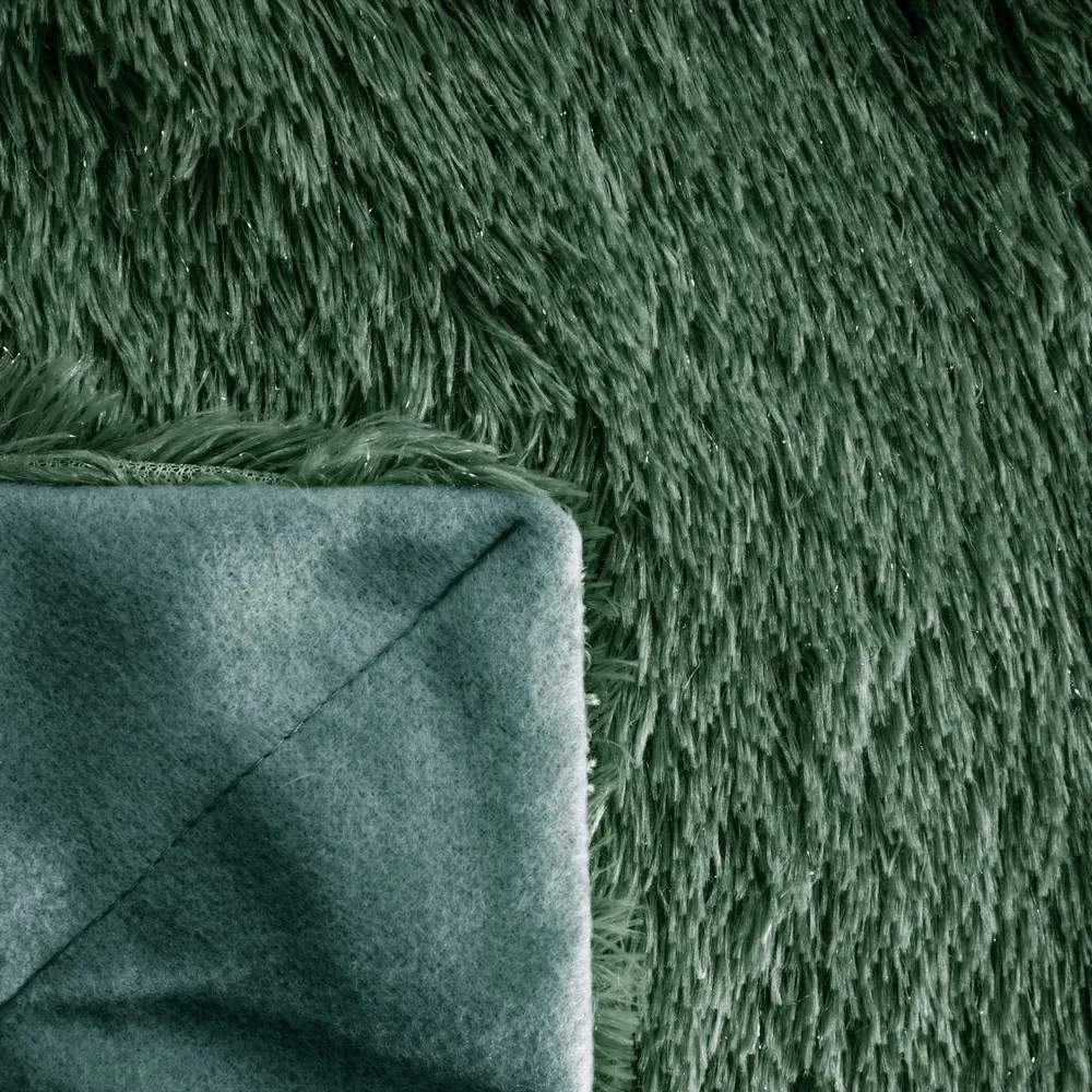 Koc narzuta 70x160 Tiffany na fotel zielony ciemny włochacz