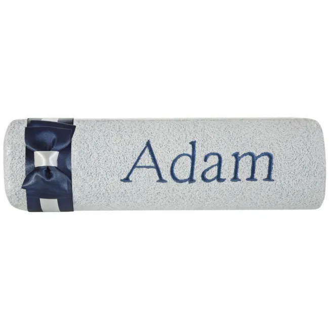 Ręcznik z haftem 50x90 Adam niebieski granatowa  kokarda na prezent imieninowy