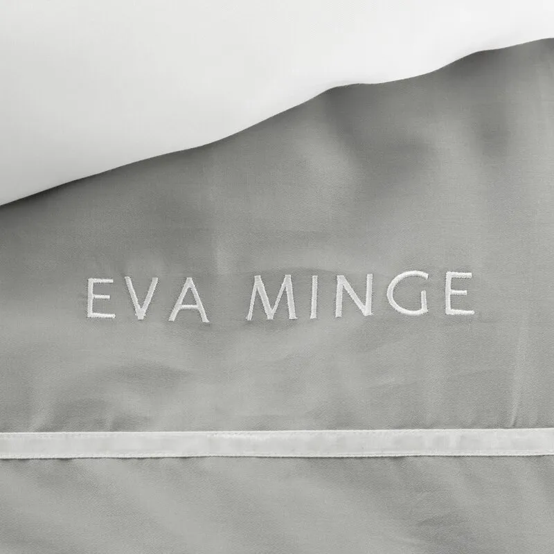 Pościel satynowa 220x200 Eva szara biała  haft 10C Eva Minge Eurofirany