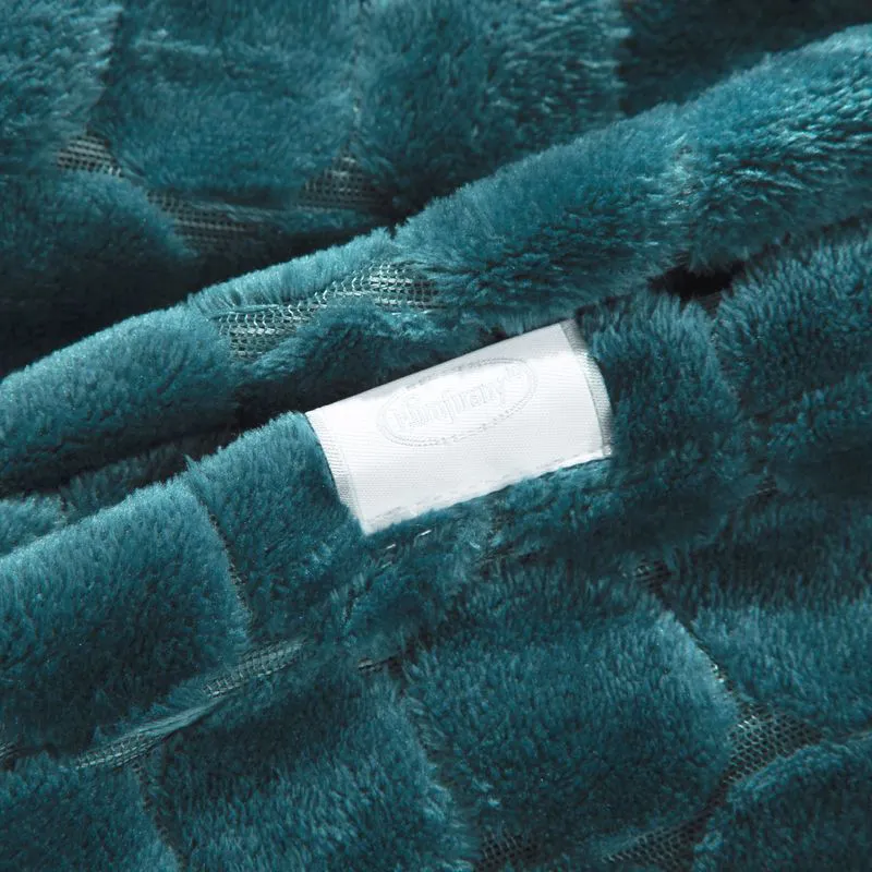 Koc narzuta z mikrofibry 150x200 Zoe niebieski plaster miodu z efektem 3D