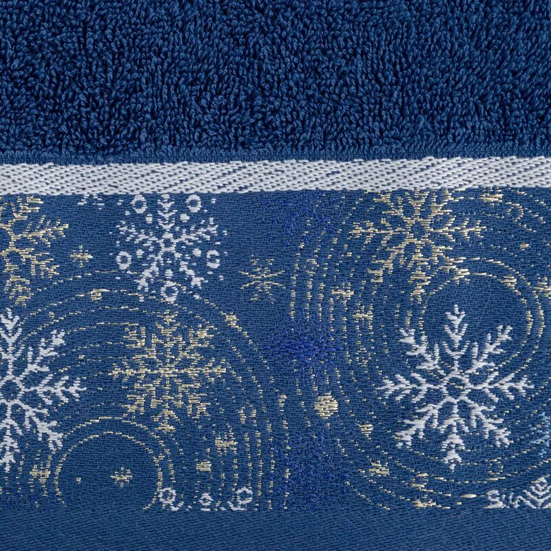 Ręcznik Carol 70x140 niebieski biały  gwiazdki świąteczny 02 450 g/m2 Eurofirany
