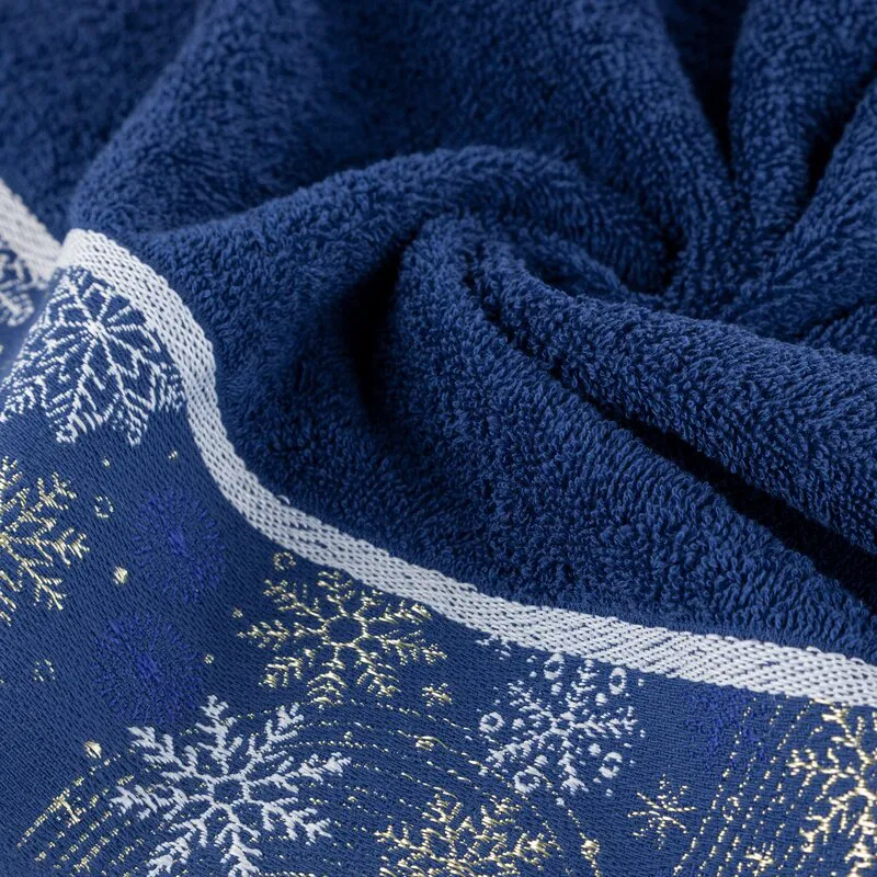 Ręcznik Carol 70x140 niebieski biały  gwiazdki świąteczny 02 450 g/m2 Eurofirany