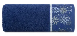 Ręcznik Carol 70x140 niebieski biały gwiazdki świąteczny 02 450 g/m2 Eurofirany
