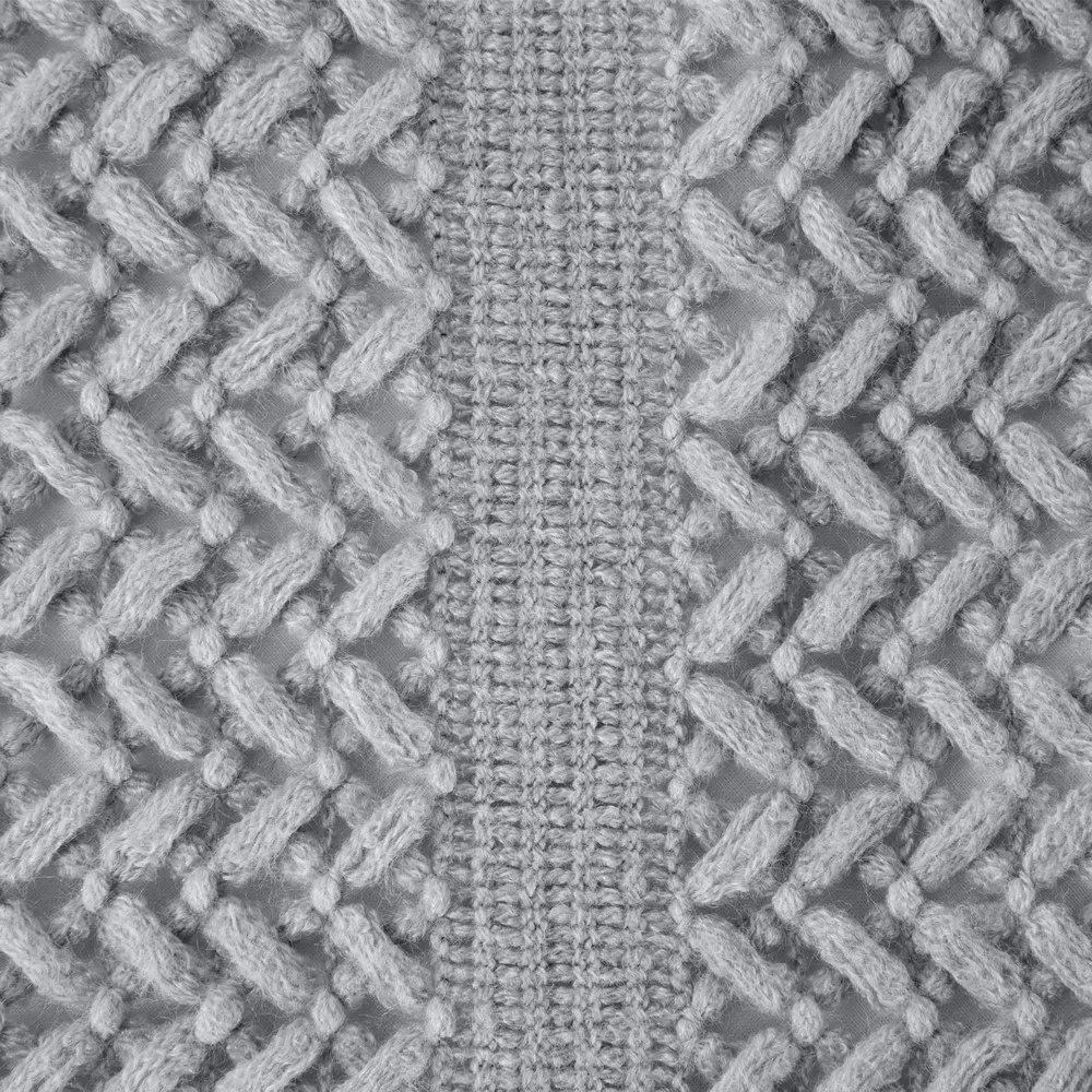 Koc pleciony z frędzlami 130x170 srebrny Akryl 1 Mila Line akrylowy narzuta na łóżko Eurofirany