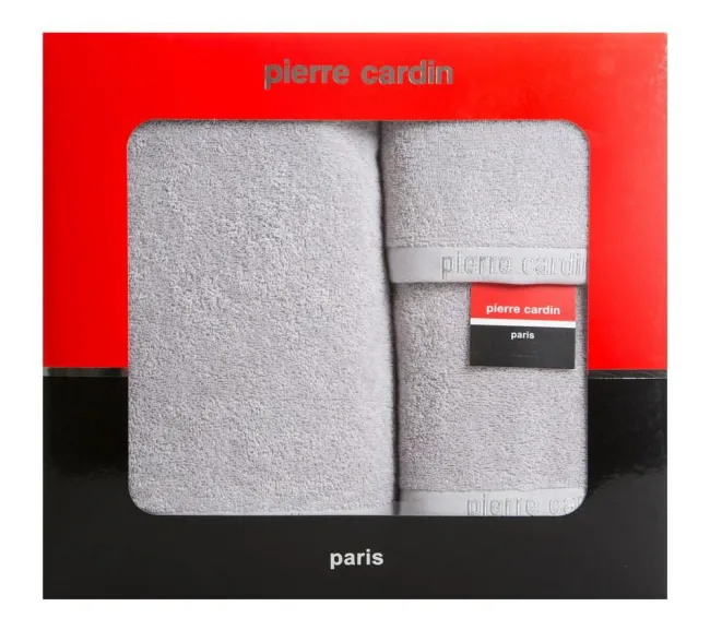 Komplet ręczników w pudełku Evi 3cz. srebrny 430g/m2 Pierre Cardin