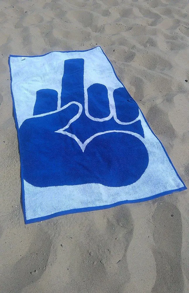 Ręcznik kąpielowy 70x140 Środkowy Palec F*ck You Niebiesko-Biały Hit Sezonu!