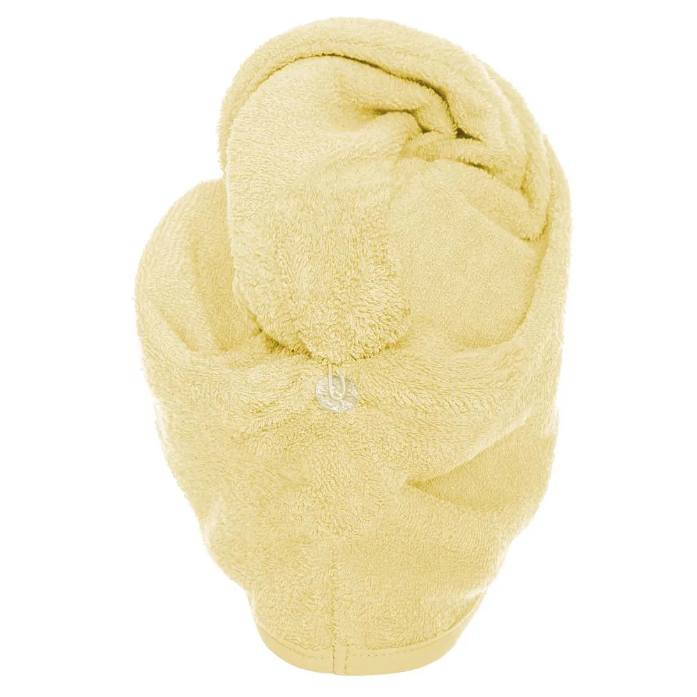 Turban do włosów Button musztardowy kąpielowy ręcznik frotte