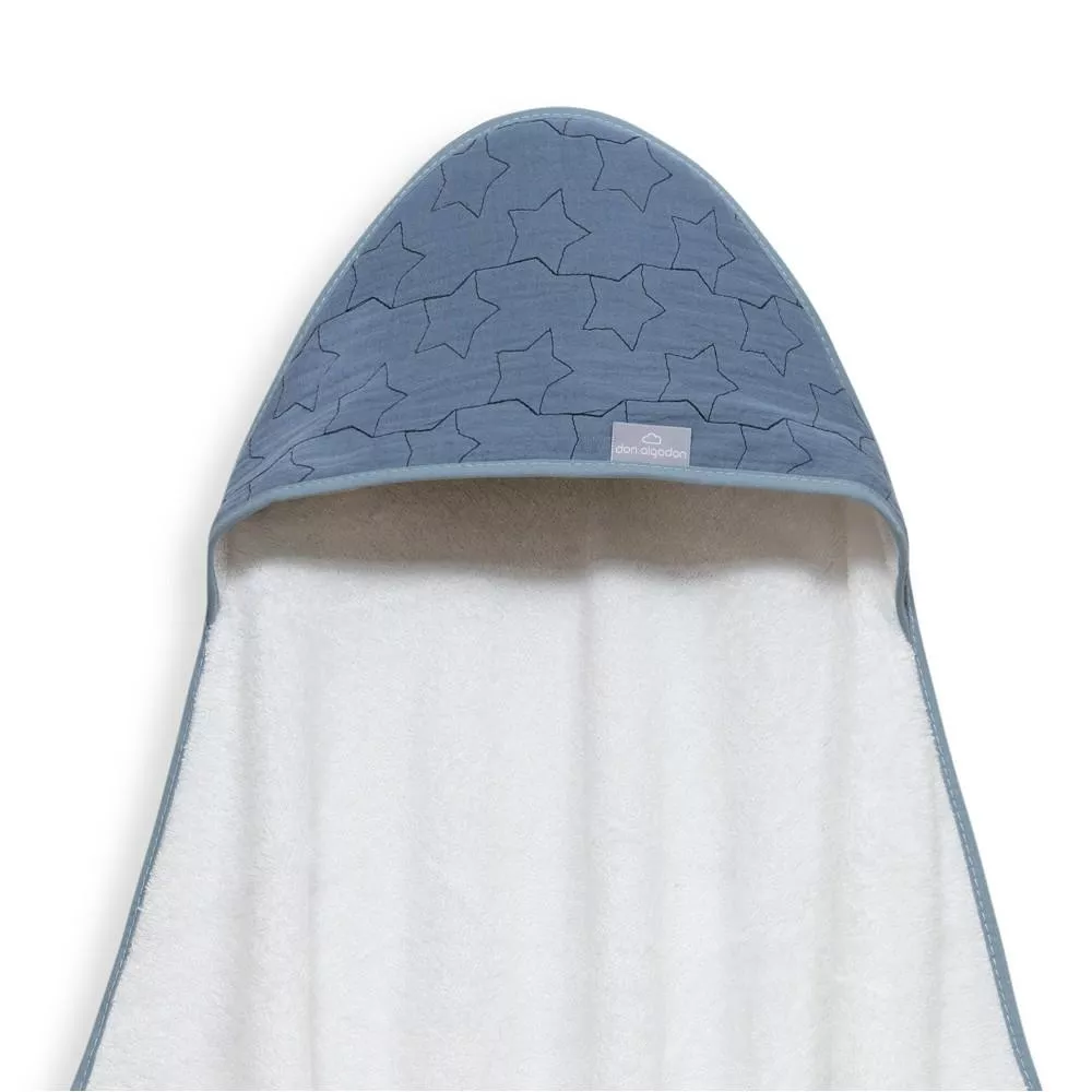 Okrycie kąpielowe 100x100 Musseline  biały niebieski ręcznik z kapturkiem