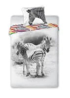 Pościel bawełniana 160x200 Wild Zebra zebry biała czarna kolorowe paski 5659