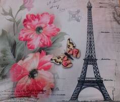 Poszewka dekoracyjna 45x45 Paris 3 Paryż motyl Wieża Eiffla Eurofirany