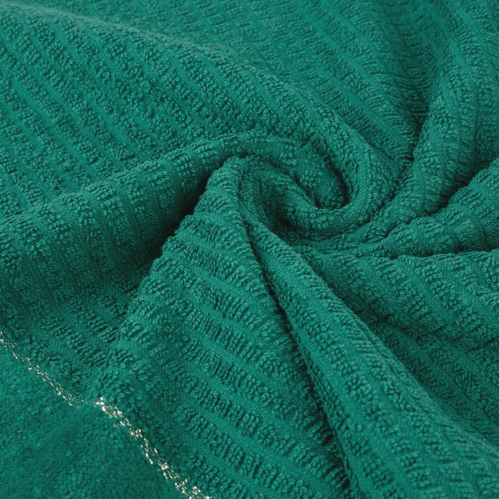 Ręcznik Glory 2 30x50 zielony ciemny z welurową bordiurą i srebrną nicią 500g/m2 frotte Eurofirany