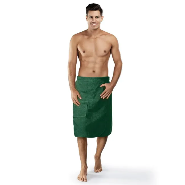 Ręcznik męski do sauny Kilt S/M zielony butelkowy frotte bawełniany