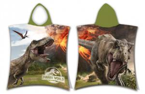 Poncho dla dzieci 50x115 Park Jurajski dinozaury 7615 ręcznik z kapturem dziecięce Jurassic World Park