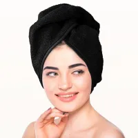 Turban kąpielowy 65x23 czarny frotte ręcznik do włosów na głowę