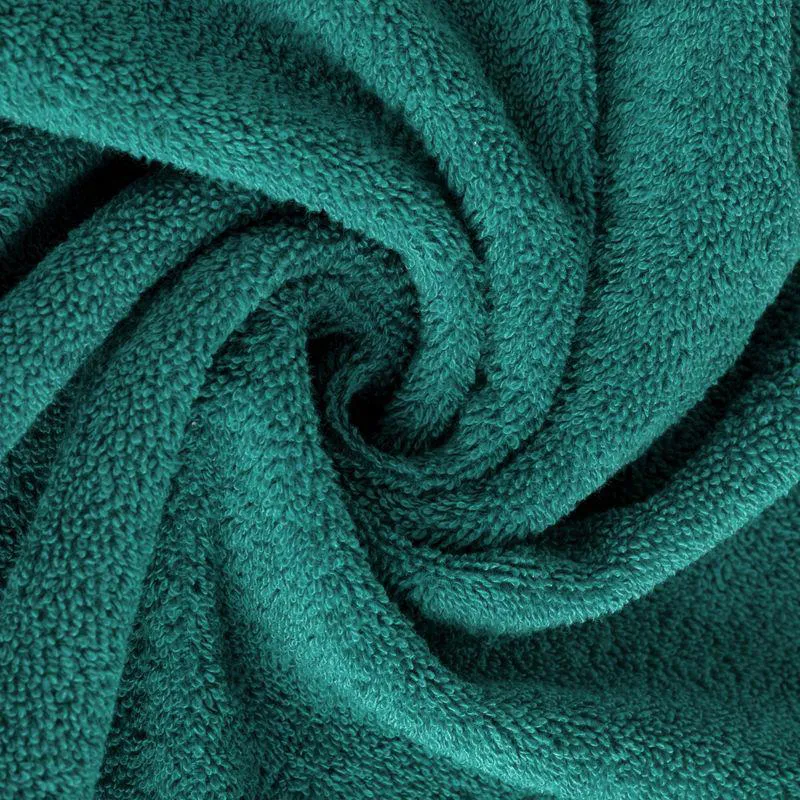 Ręcznik 30x50 Amanda  turkusowy ciemny z ozdobną welurową bordiurą w pasy frotte 500 g/m2 Eurofirany