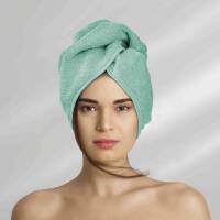 Turban do włosów Button miętowy kąpielowy ręcznik frotte