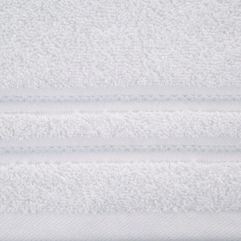 Ręcznik Emina 70x140 biały zdobiony  stebnowaną bordiurą 500 g/m2 Eurofirany