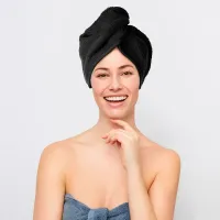 Turban kąpielowy 65x23 czarny frotte new ręcznik do włosów na głowę