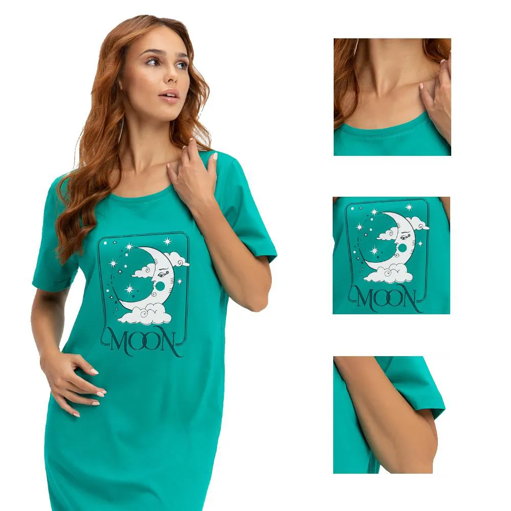 Koszula damska LUNA kod 195 zielona  z nadrukiem Rozmiar: XL