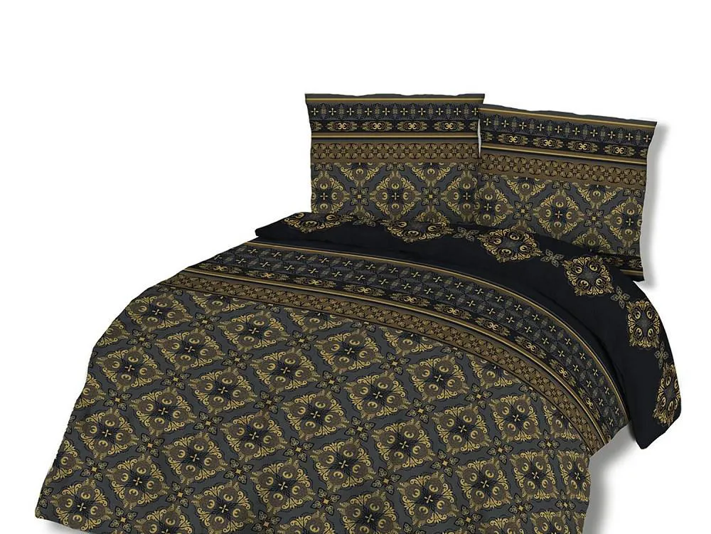 Pościel bawełniana 160x200 71448/1 glamour grafitowa brązowa czarna ornamenty orientalna Cottonlove
