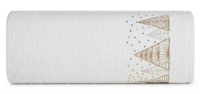 Ręcznik Santa 70x140 biały złoty choinki  świąteczny 21 450 g/m2 Eurofirany