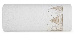 Ręcznik Santa 70x140 biały złoty choinki świąteczny 21 450 g/m2 Eurofirany