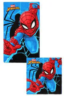 Komplet ręczniczków do rąk i do twarzy 5007 Spiderman Człowiek Pająk niebieski 30x30 30x50