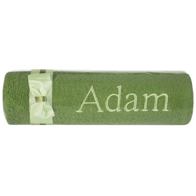 Ręcznik z haftem 50x90 Adam zielony miętowa kokarda na prezent imieninowy