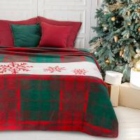 Koc świąteczny 150x200 Santa czerwony  zielony bawełniany akrylowy Eurofirany New