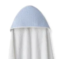 Okrycie kąpielowe 100x100 Fartuch biały niebieski ręcznik z kapturkiem bawełniany frotte