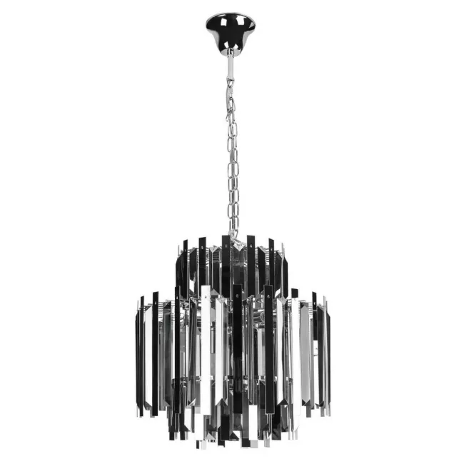 Lampa wisząca sufitowa Dorothy 50x40 dekoracyjna srebrna z metalowych i kryształowych elementów do salonu sypialni styl nowoczesny klasyczny glamour
