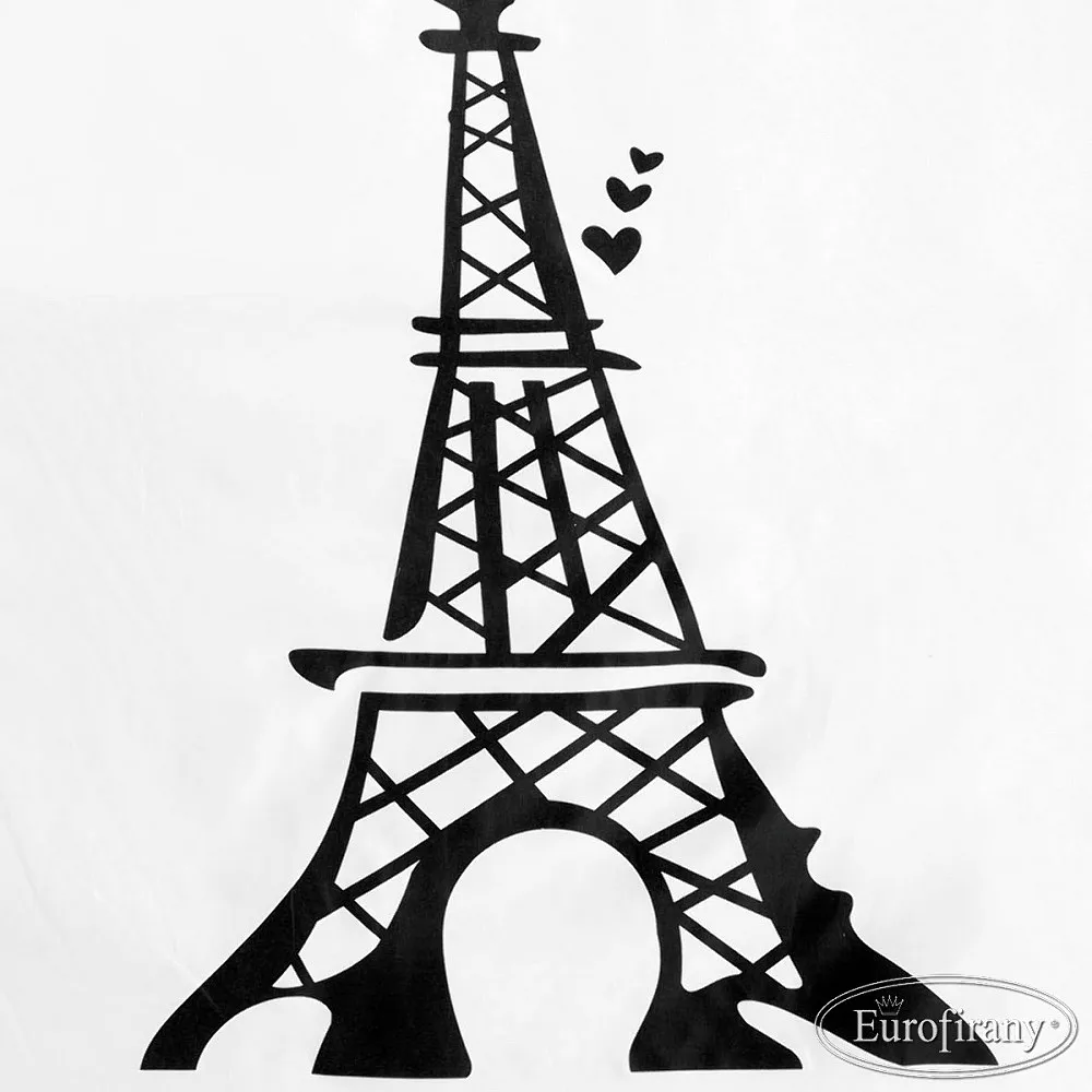 Zasłona gotowa na przelotkach 140x250 Franc 1 Paris Wieża Eiffla krem czarny