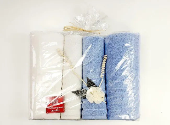 Komplet ręczników 4 szt Alexa kremowy     błękitny upomnikowy 420g/m2 Greno