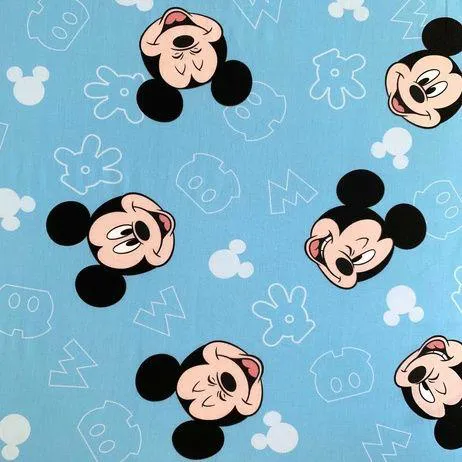 Prześcieradło bawełniane z gumką 90x200  Myszka Miki niebieska Mickey Mouse dla dzieci August 23