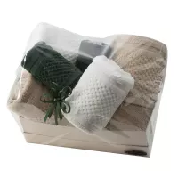 Komplet ręczników 6 cz. 2x30x50+2x50x90+2x70x140 kremowy beżowy zielony 550 g/m2 frotte zestaw upominkowy 23