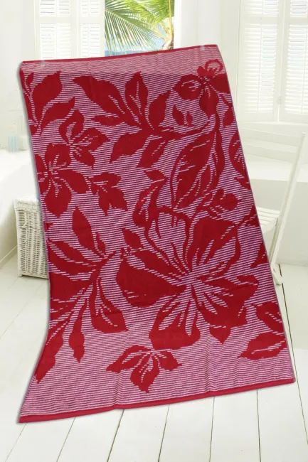 Ręcznik plażowy 100x170 Zanzibar kwiatki czerwony Greno