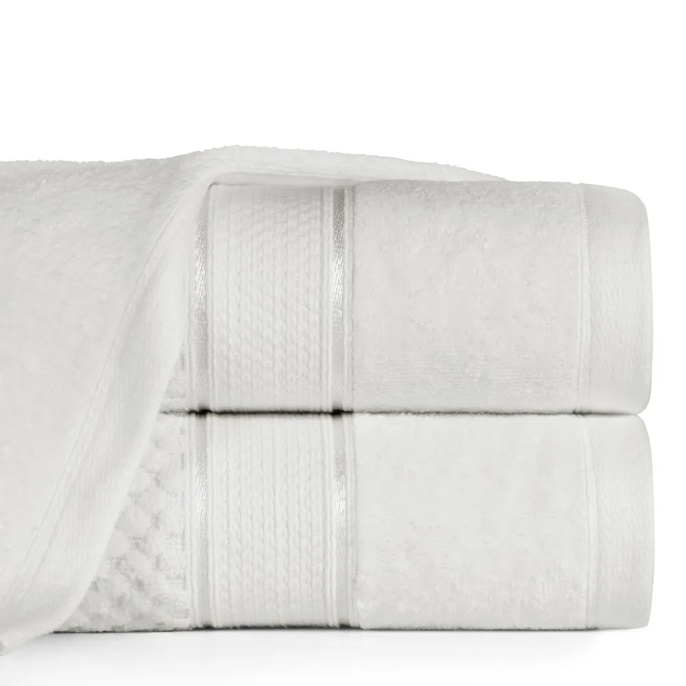 Ręcznik Jessi 70x140 biały frotte 500g/m2 z fakturą wytłaczanej krateczki i welurową bordiurą Eurofirany