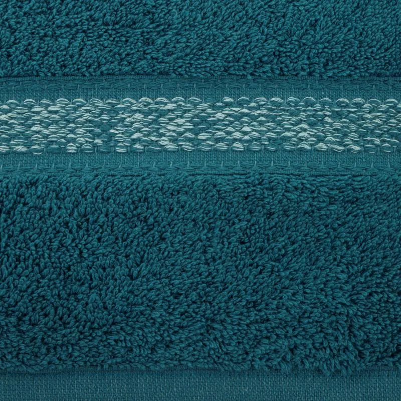 Ręcznik 70x140 Altea turkusowy z ozdobną welurową bordiurą w pasy frotte 500 g/m2 Eurofirany