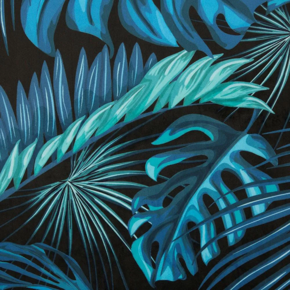 Zasłona gotowa na taśmie 135x270 Liście palmy monstery egzotyczna niebieska turkusowa czarna miętowa Liz Eurofirany